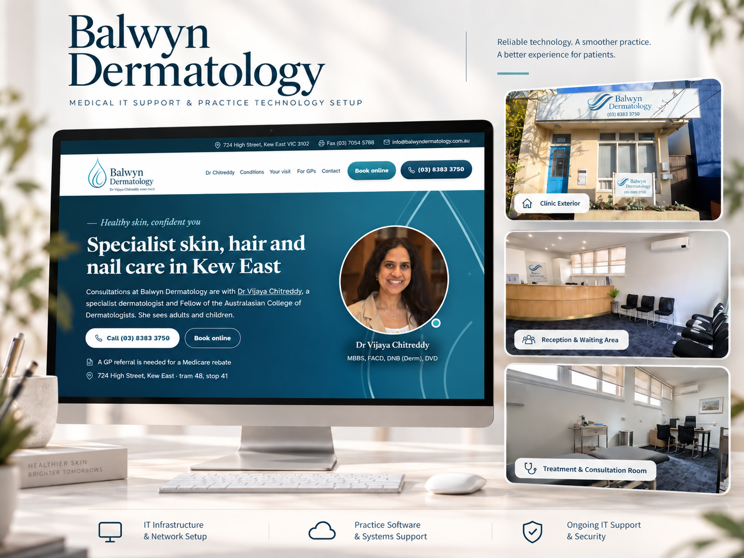 Balwyn Dermatology project screenshot inside a browser-style frame